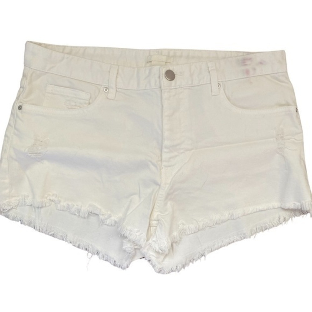 H&M white Jean shorts -10 white distressed , cotton spandex